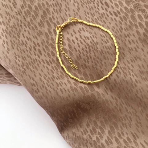 Pulseira canutilhos lisos banhado a ouro - comprar online