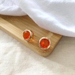 Brinco redondo cristal laranja banhado a ouro 18k - Chris Sugano Semijoias