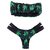 Top Faixa / Calcinha 2Tiras Semi Fio/ Folhas Verde fundo Preto | Preto - comprar online