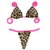 Top Cortininha / Calcinha Bronze Semi Fio/ Onça | Rosa Neon - comprar online