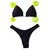 Top Cortininha Dupla Face / Calcinha Asa Delta Semi Fio/ Preto | Amarelo Neon - comprar online