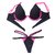 Top Aro (tradicional) / calcinha Josy Semi Fio/ Preto | Rosa Neon