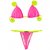 Top Cortininha / Calcinha Bronze Semi Fio/ Rosa Neon | Amarelo Neon