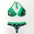 Top Juliette / Calcinha Juliette Semi Fio/ Folhas Verde Fundo Preto / Verde Bandeira - comprar online