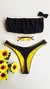 Top Faixa / Calcinha Asa Delta Semi Fio/ Preto | Amarelo