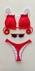 Top Agnes /calcinha Asa Delta Semi Fio/ Vermelho | Branco na internet