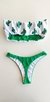 Top Faixa / Calcinha Asa Delta Semi Fio/ Cactos - Verde Bandera | Verde Bandera - Branco - comprar online