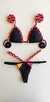 Top Thallyta / Calcinha Josy Semi Fio/ Preto | Laranja Neon - Rosa Neon