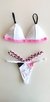 Top Iza /calcinha Josy Semi Fio/ Branco| viés top (Verde Neon), alc( Rosa BB) ,trança( Branco, Rosa BB e Preto ), triangulo(Preto e Rosa BB), Viés calcinha (Branco)