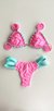 Top Ripple /calcinha 2Tira Semi Fio/ Rosa BB | Azul Piscina