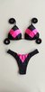 Top Patent /calcinha Paty Semi Fio / Preto | Rosa Neon - comprar online