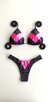 Top Patent /calcinha Paty Semi Fio / Preto | Rosa Neon