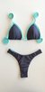 Top Yara /calcinha Asa Delta Semi Fio/ Preto | Azul Piscina