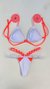 Top Alexya /calcinha Josy Semi Fio/ Branco | Laranja Neon (Lycra)