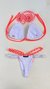 Top Alexya /calcinha Josy Semi Fio/ Branco | Laranja Neon (Lycra) - comprar online