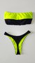 Top 2Faixa / Calcinha Asa Delta Semi Fio/ Amarelo Neon | Preto