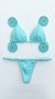 Top Noa / calcinha Bronze Semi Fio/ Azul Piscina