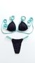 Top Jhu / Calcinha Vicky Semi Fio/ Preto | Azul Piscina