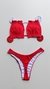 Top Agnes /calcinha Asa Delta Semi Fio/ Vermelho | Branco - Visc inK  Moda Praia