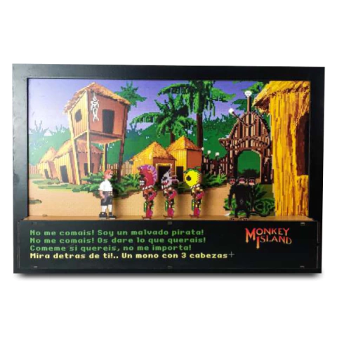 Cuadro 3D Diorama Monkey Island – Mono 3 Cabezas