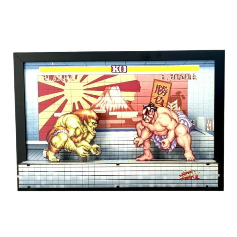 Cuadro 3D Diorama Street Fighter Blanka Vs Honda