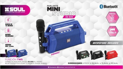 PARLANTE BLUETOOTH MINI STUDIO XS500 SOUL (COD: 10409501)
