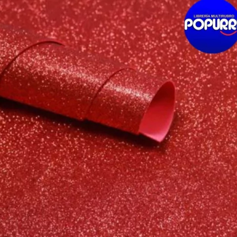 GOMA EVA GLITTER-ROJO