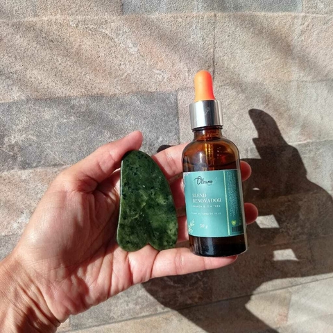 KIT MASSAGEM FACIAL BLEND RENOVADOR E GUA SHA DE JADE