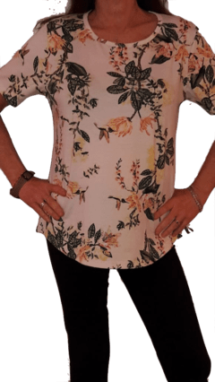 Remera manga corta en modal estampado