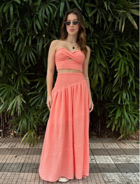 Conjunto Lua - Tecido: Linho Rústico (forrado) - comprar online