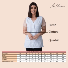 Imagem do Jaleco feminino cavado gabardine com aplicação de laise Plus Size