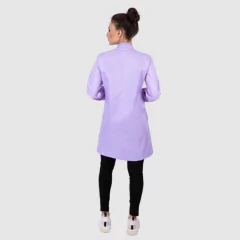 Jaleco feminino manga longa 100% impermeável gola padre com punho