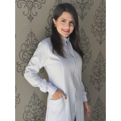 Jaleco feminino gabardine gola padre e punho com zíper dourado - comprar online