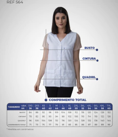 Jaleco feminino cavado gabardine com aplicação de laise Plus Size - loja online