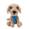 Cachorro Castanho de Manta Azul em Amigurumi