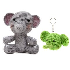 Duo elefante e chaveiro elefante em amigurumi