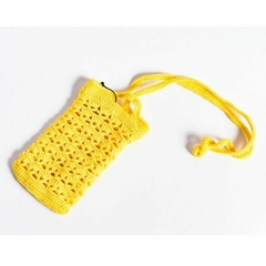 Porta celular amarelo de pescoço
