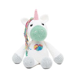 Unicórnio sentado em amigurumi