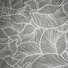 Búfalo Estampado Gris hojas blancas ( Ancho 1.40ms )