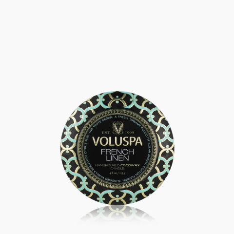 Vela Voluspa French Linen - Mini Lata 113g (25h) - comprar online