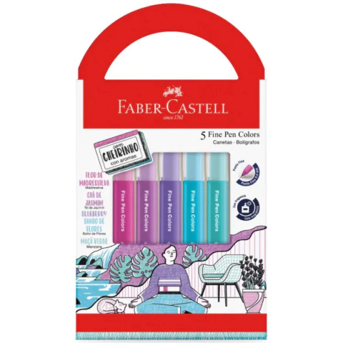 Kit com 5 canetas perfumadas de ponta fina Relaxa & Reequilibra - FABER-CASTELL