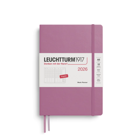 Planner Semanal Leuchtturm1917, Vertical, Medium (A5) 2026 - Capa Dura, Dusty Rose - comprar online