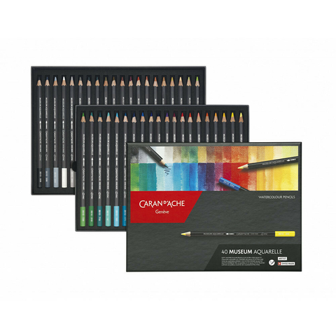 Kit com 40 Lápis de cor Aquarelável Museum - CARAN D'ACHE