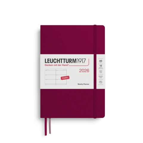 Planner Semanal Leuchtturm1917, Medium (A5) 2026 - Capa Dura, Port Red - comprar online