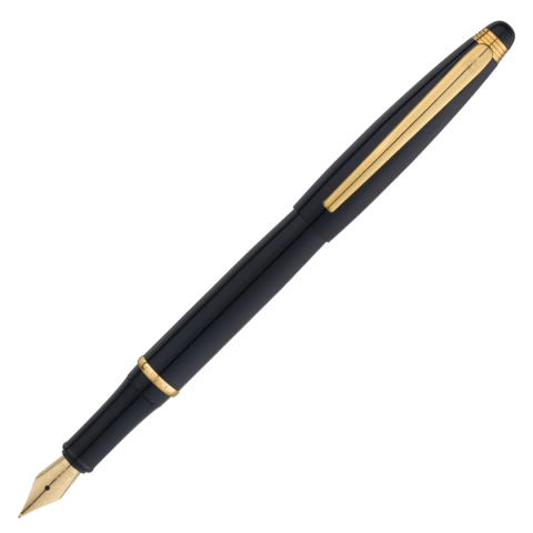 Caneta Crown Metal Prestige Tinteiro Preta