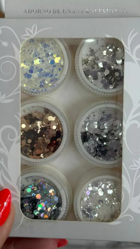 Decoración de glitter varios x6 unidades