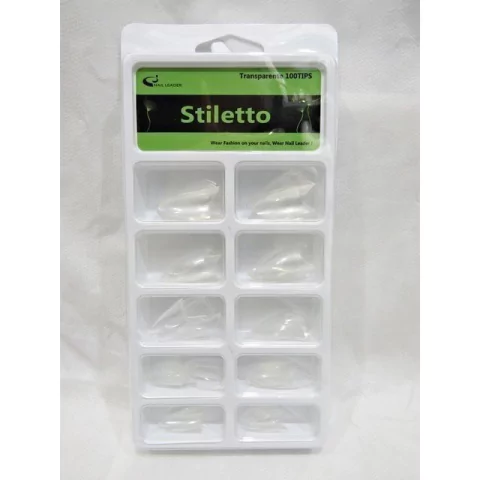 u31TIPS UÑAS STILETTO TRANSPARENTE X100 U