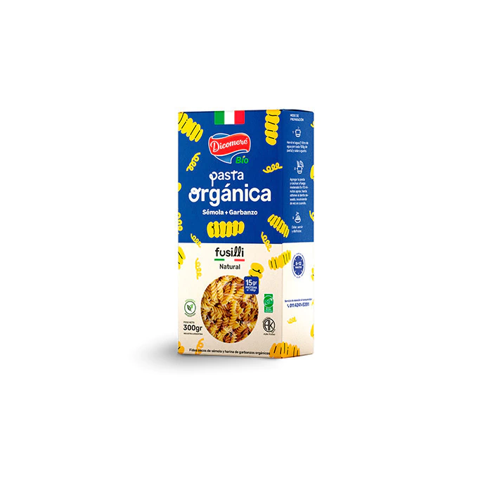 Pasta Orgánica Sémola y Garbanzos Fusili - Natural "Dicomere"