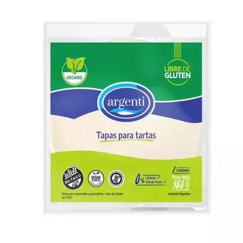 Tapa para tarta pascualina Vegana Sin Tacc 2 unidades x380G "Argenti" - comprar online
