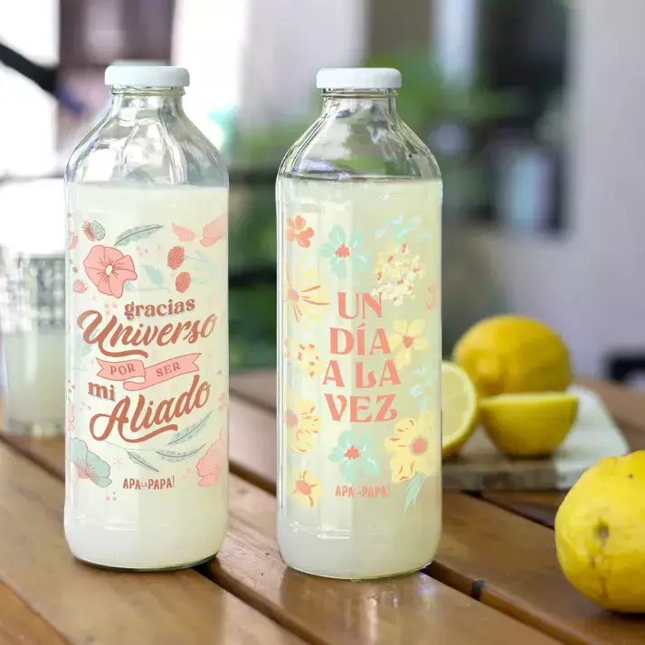 Botellas Vidrio Impresas "Apa la papa"